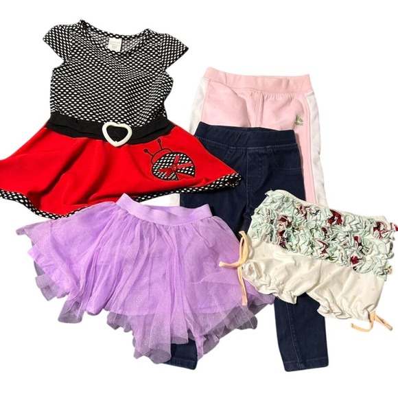 Other - Kids 2T Bundle 5 Pieces Ladybug Dress Tutu Pants Outfit Set Girl Clothes Size 2T